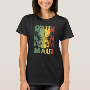 T-shirt Oahu Maui Hawaïen Rétro Île d'Hawaï Plage de Palmi