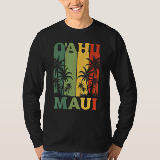 T-shirt Oahu Maui Hawaïen Rétro Île d'Hawaï Plage de Palmi