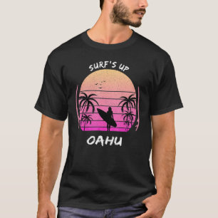 T-shirt Oahu Slogan Palm Surf Reef Hawaii Waikiki Souvenir
