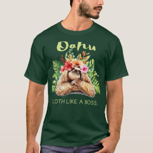 T-shirt Oahu Sloth Like a Boss Vacation Souvenir Cadeau