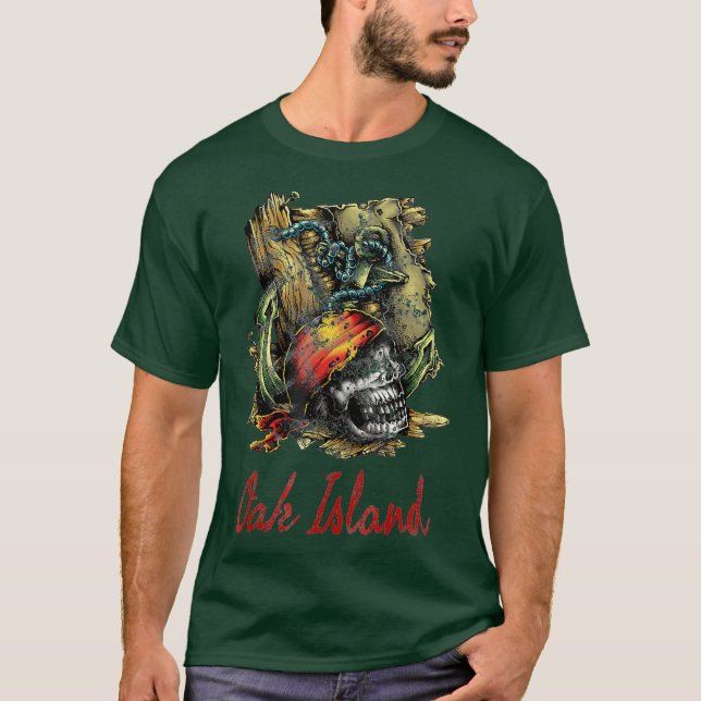 T-shirt Oak Island Mystery Cursus Pirate Map Chevaliers (Devant)