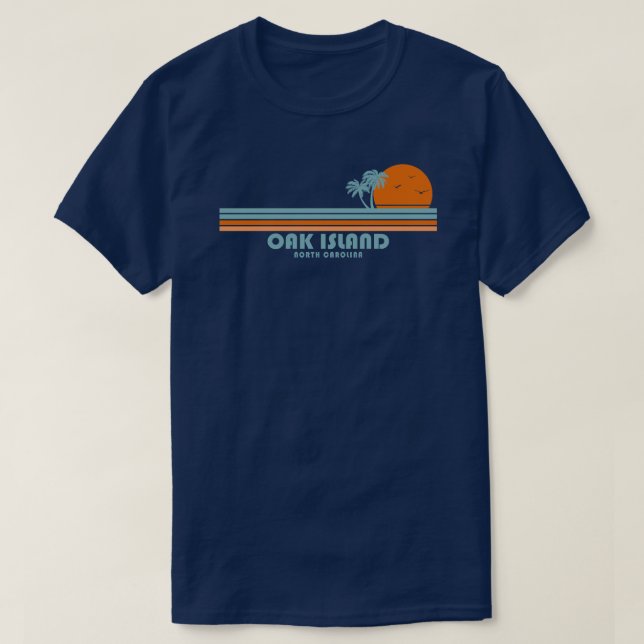 T-shirt Oak Island North Carolina Sun Palm Trees (Design devant)