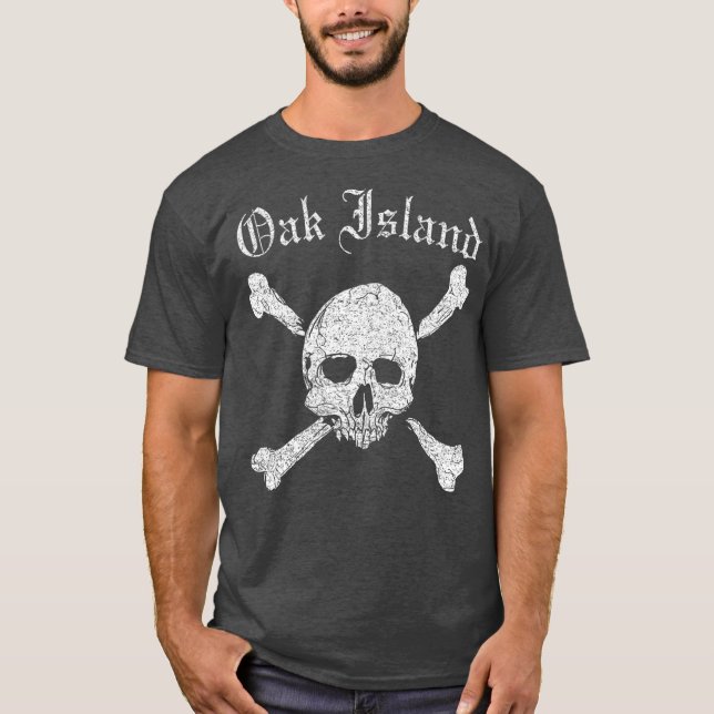 T-shirt Oak Island Skull Crossbones désistés (Devant)