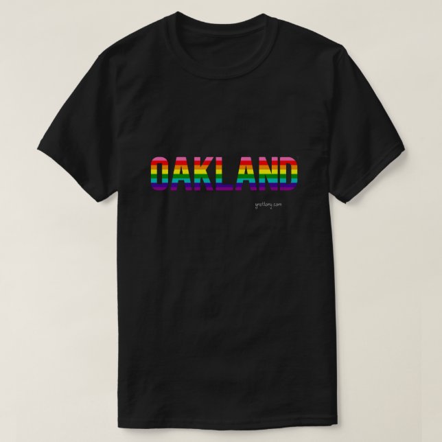 T-shirt Oakland Pride | drapeau arc-en-ciel (Design devant)