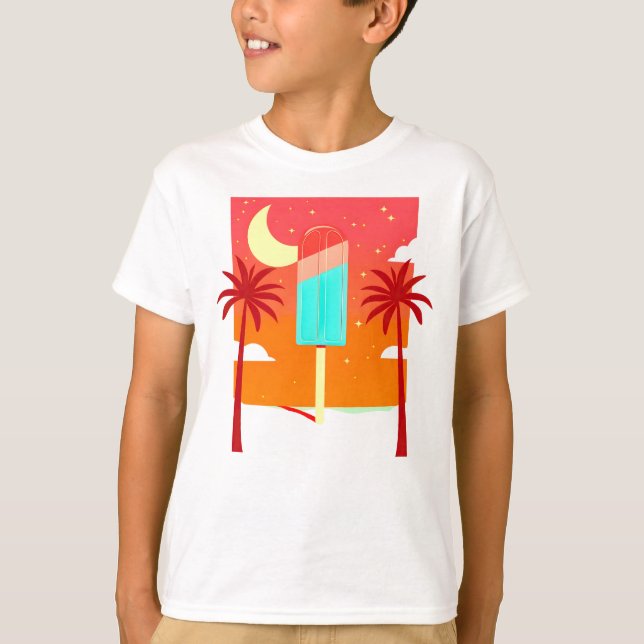 T-shirt Oasis de glace de palme d'été étoile (Devant)