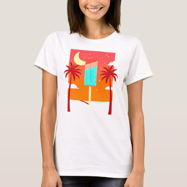 T-shirt Oasis de glace de palme d'été étoile (Devant)