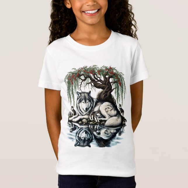 T-Shirt Oasis de la famille des loups sereins dans la natu (Devant)