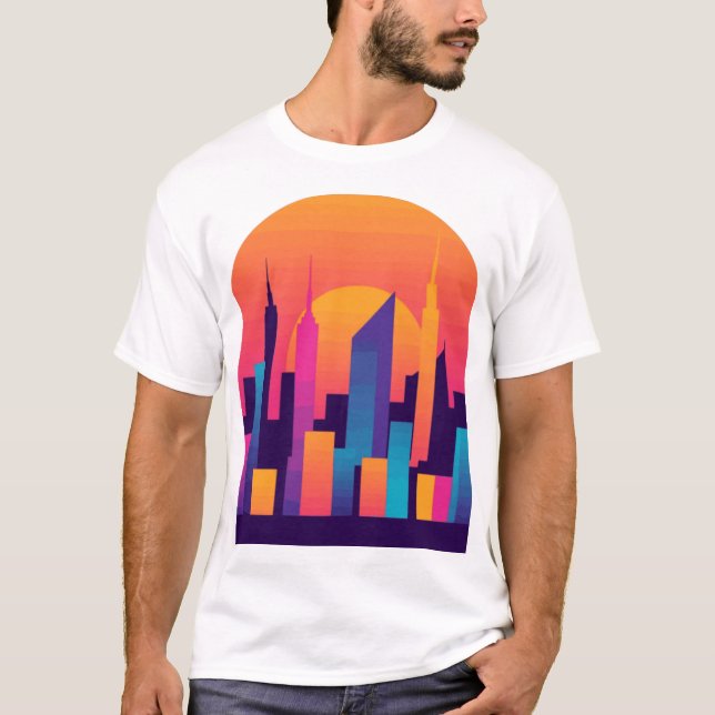 T-shirt Oasis urbaine : Design urbain stylisé (Devant)