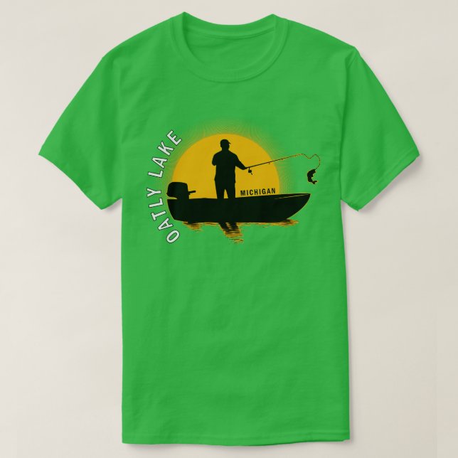 T-shirt Oatly Lake Fishing Michigan Sunrise (Design devant)