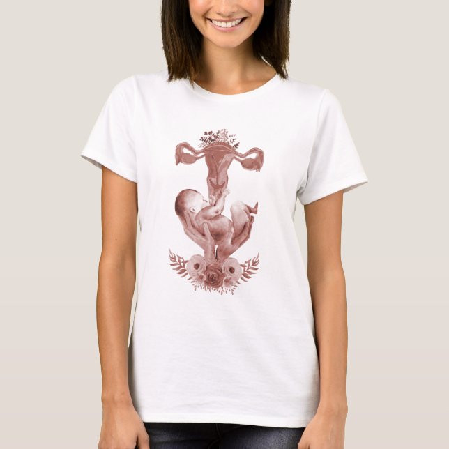 T-shirt Ob/Gyn Midwoman Florale Enfance Cervix Ovaires (Devant)