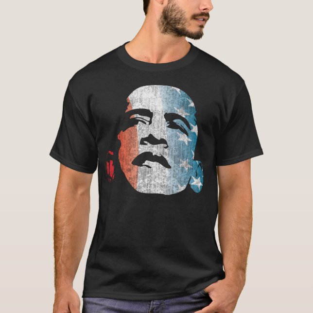 T-shirt Obama 2012 blancs rouges et bleus (Devant)