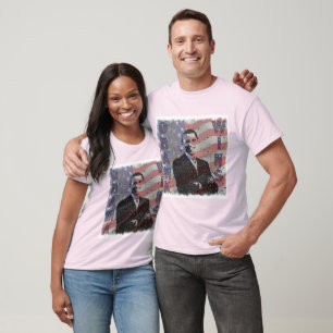 T-shirt Obama gagne la chemise vintage des longs hommes de