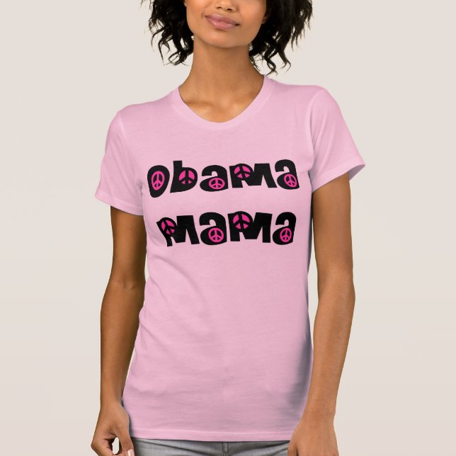 T-shirt Obama Mama (rose et noir) (Devant)