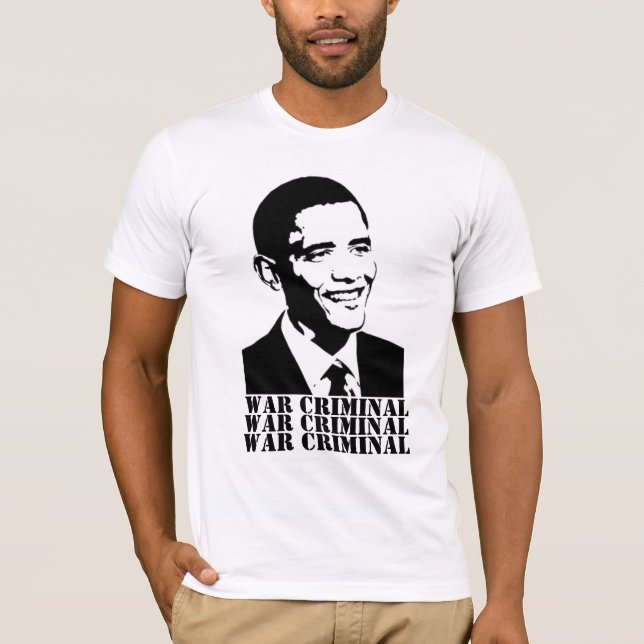 T-shirt obama noir et blanc, CRIMINEL de GUERRE, GUERRE (Devant)