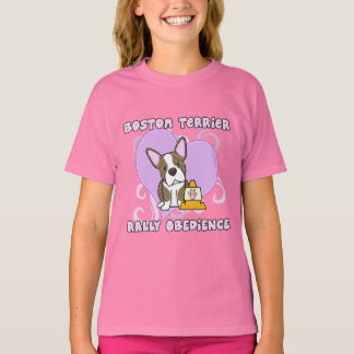 T-shirt Obéissance au rallye Kawaii Brindle Boston Terrier