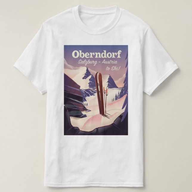 T-shirt Oberndorf, Salzbourg, Autriche, affiche de ski (Design devant)