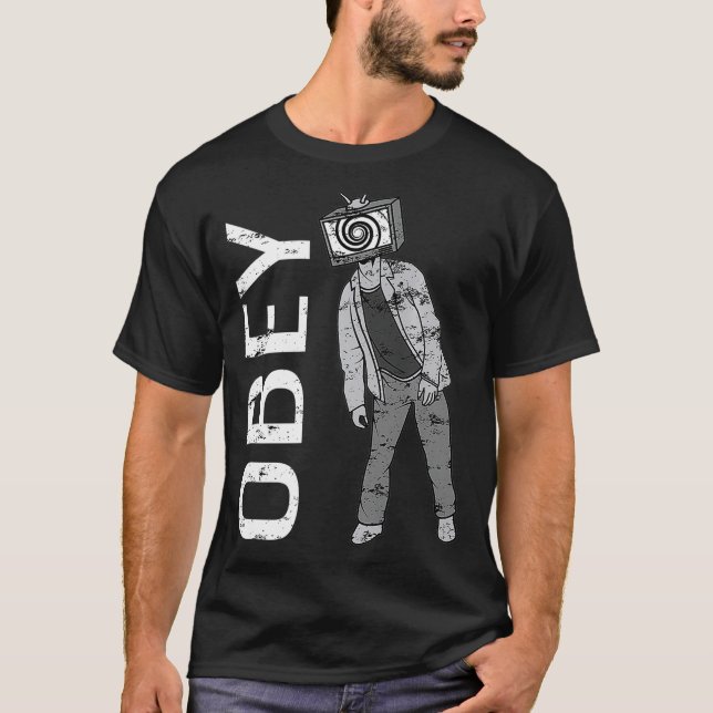 T-shirt Obey TV Zombie Media Brainwash Television (Devant)