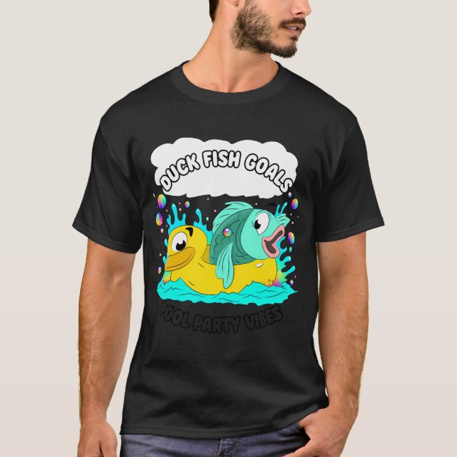 T-shirt Objectifs de canard de poisson – Dessin animé d'an (Devant)