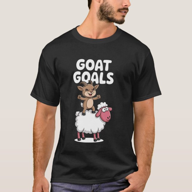 T-shirt Objectifs de chèvre Dessin animé de ferme de chèvr (Devant)