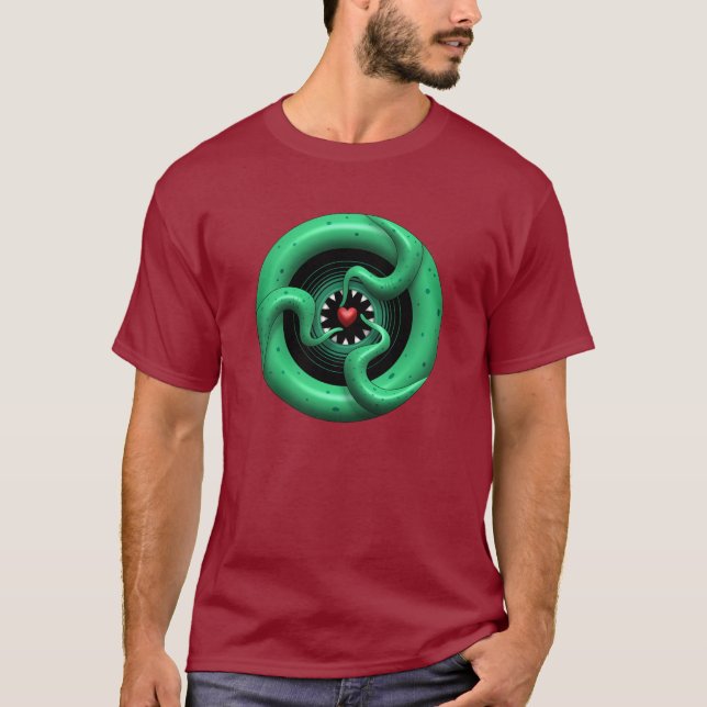 T-shirt Obscurité de base de coeur de Cthulhu (Devant)