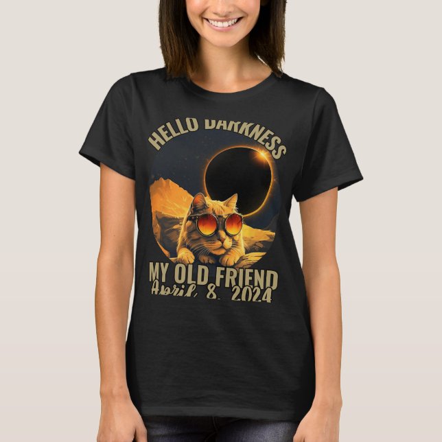 T-shirt Obscurité Mon Vieux Chat Ami Avec Éclipse Solaire (Devant)