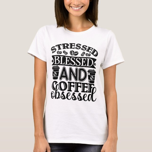 T-shirt Obsédé au café et au ventre (Devant)