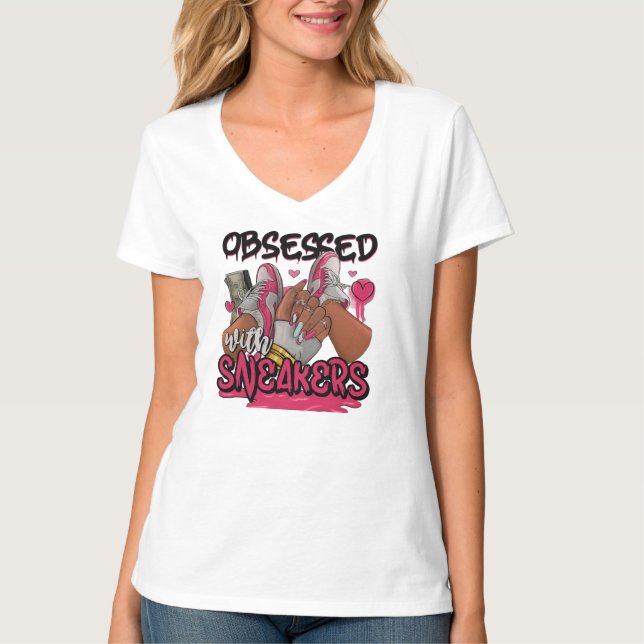 T-shirt Obsédée par les Baskets (Devant)