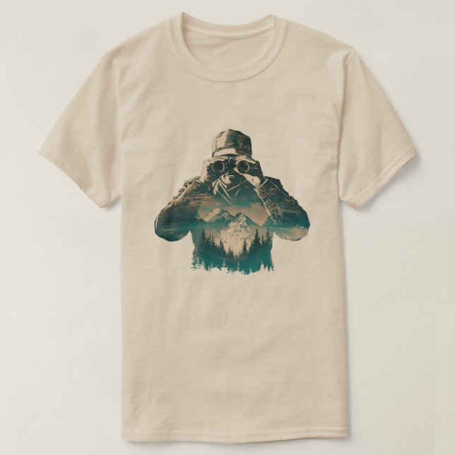 T-shirt Observateur de la nature à double exposition vinta (Design devant)