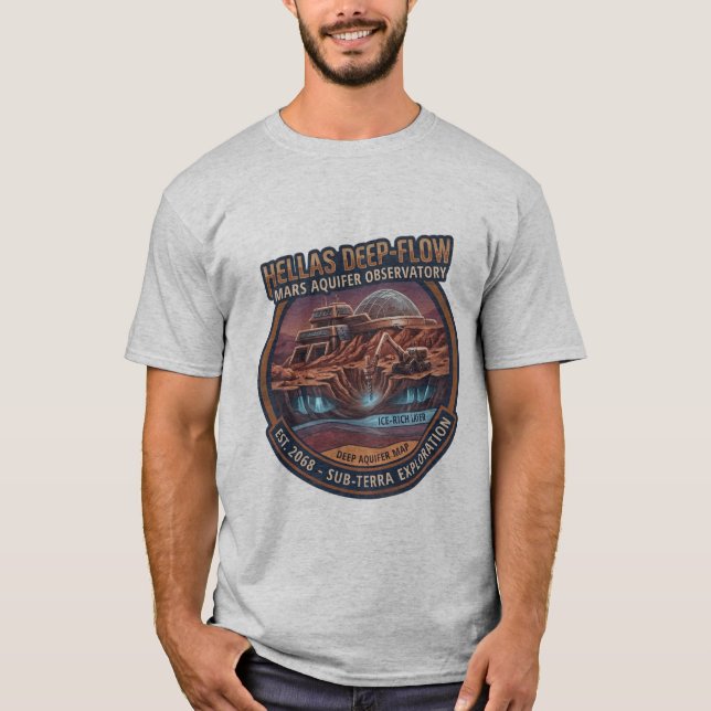 T-shirt Observatoire de l'aquifère martien Hellas Deep-Flo (Devant)