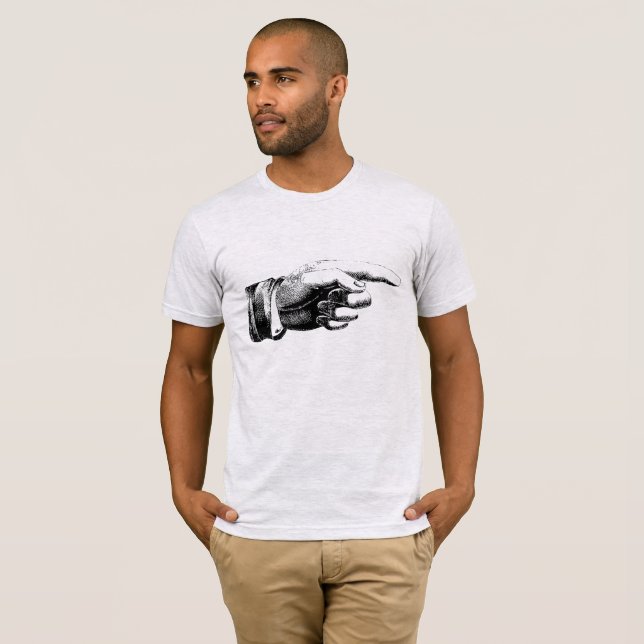 T-shirt Obtenez le Point - Gravure Ancienne Main Pointant  (Devant entier)