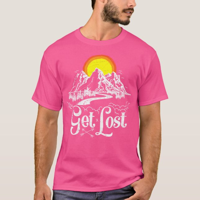 T-shirt Obtenez Lost Adventure Mountains Randonnée Camping (Devant)