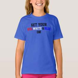 T-shirt Obtenez Votre Blanc Rouge Sur USA