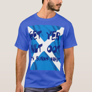 T-shirt Obtenez Yer Kilt À Ses Brûlures Texte Bleu Nuit Av