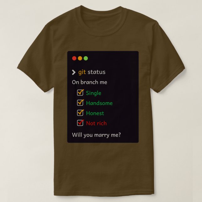 T-shirt Obtenir le statut Voulez-vous m'épouser (Design devant)