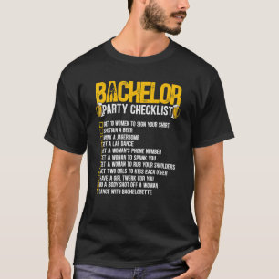 T-shirt Obtenir Marié Groom Bachelor Party Checklist 1