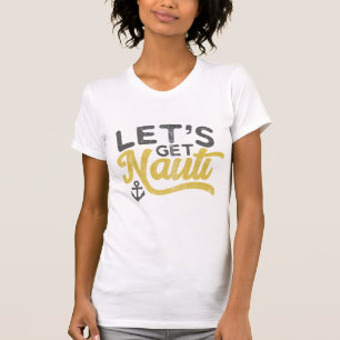 T-shirt Obtenons Nauti Nautique Vintage Type gris jaune