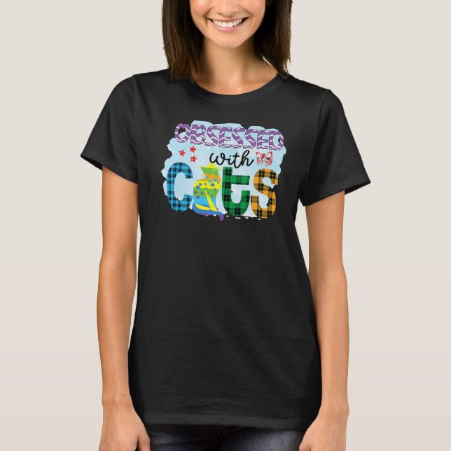 T-shirt Obtenu Avec Chats Graphisme Patchwork Chat (Devant)