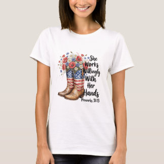 T-shirt Occidentale chrétienne cow-girl florale