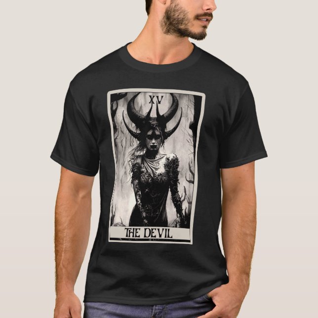 T-shirt Occult Dark Art Horror La Devil Tarot Card (Devant)