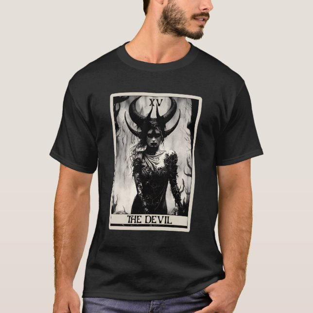 T-shirt Occult Dark Art Horror La Devil Tarot Card (Devant)
