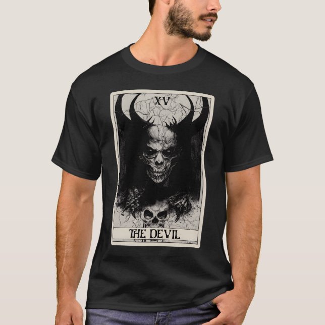 T-shirt Occult Dark Horror Carte Devil Tarot (Devant)