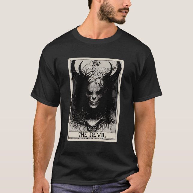 T-shirt Occult Dark Horror La Devil Tarot Card (Devant)