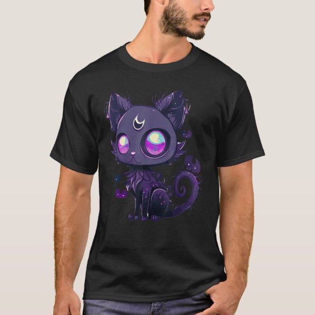 T-shirt Occult Pastel Goth Cat Magical Cat Witch Wicca (Devant)