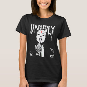 T-shirt Occulte Gothique Sombre Nun Satanique Tattoos Unho