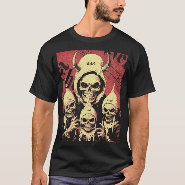 T-shirt Occulte Horreur Skeletons Devil Sins (Devant)