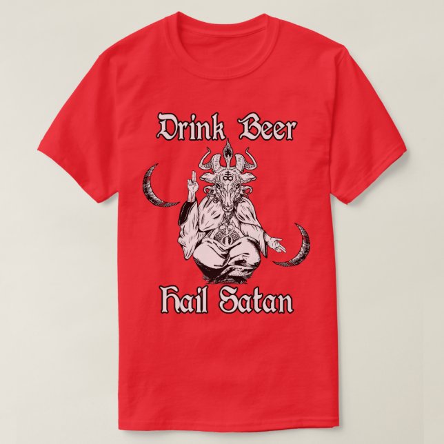 T-shirt Occulte Satanic Goth Horreur Baphomet Boire Bière  (Design devant)