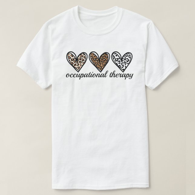 T-shirt Occupational Therapy Cheetach Print Heart (Design devant)