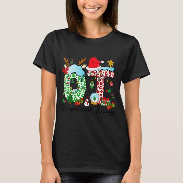 T-shirt Occupational Therapy Christmas Lights Santa Hat Ot (Devant)