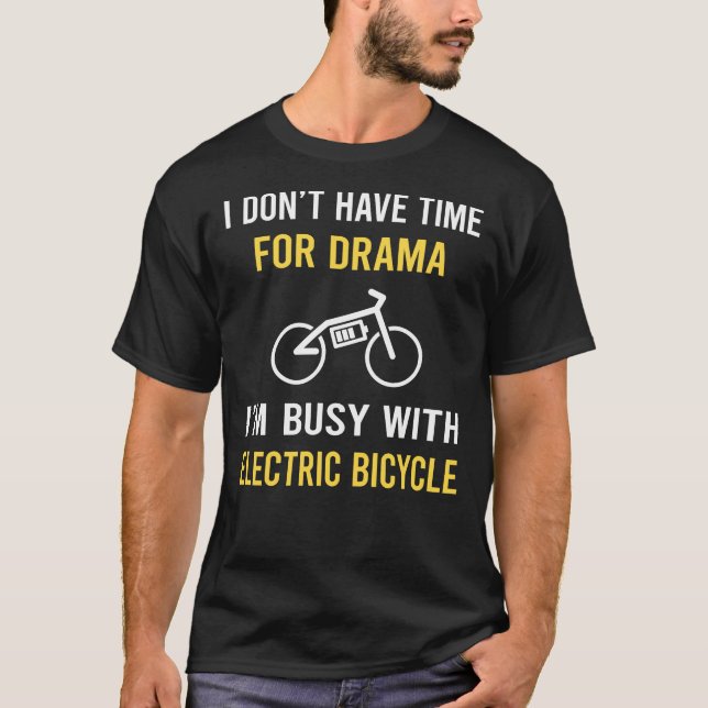 T-shirt Occupé Avec Vélo Électrique E Vélo Ebike (Devant)