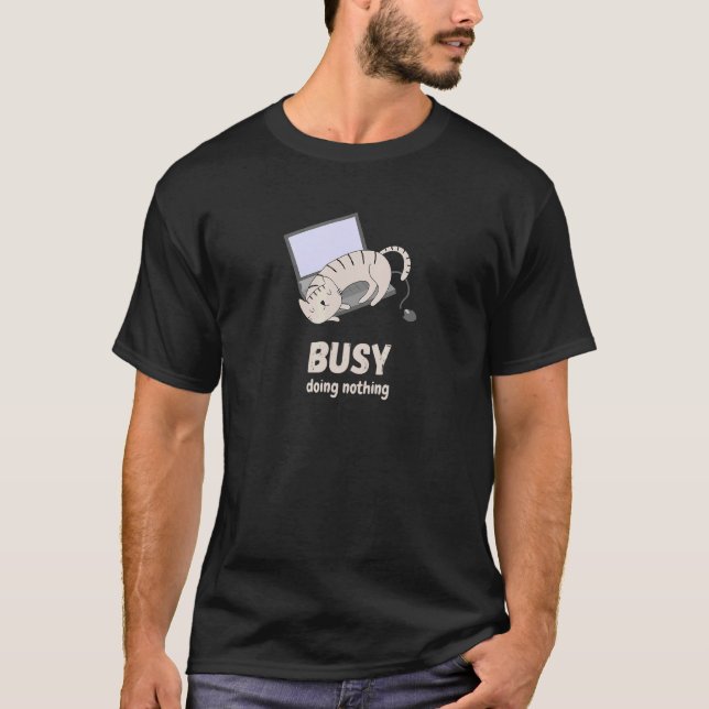 T-shirt Occupé Ne Faire Rien De Lazy Chat (Devant)